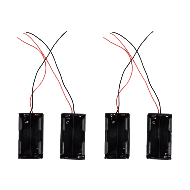 

4 Pcs Dual Layers Black Plastic 4 X AA 6V Battery Holder Case Wired