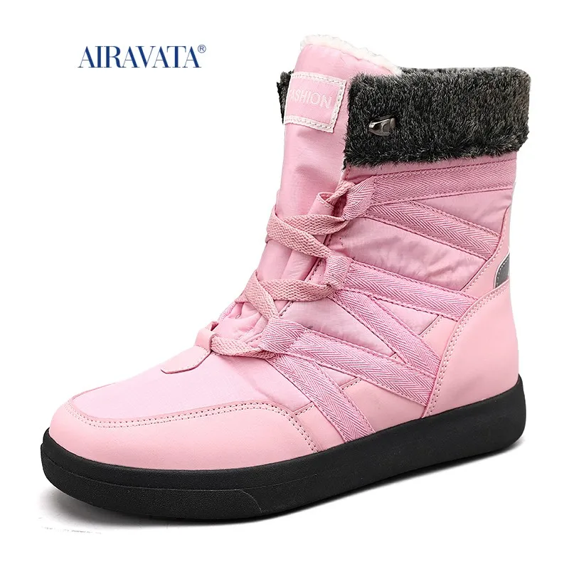 Winter Warm Women Men's Snow Boots Height Increasing Comfortable Adult Woman Female Plush Waterproof Light Shoes