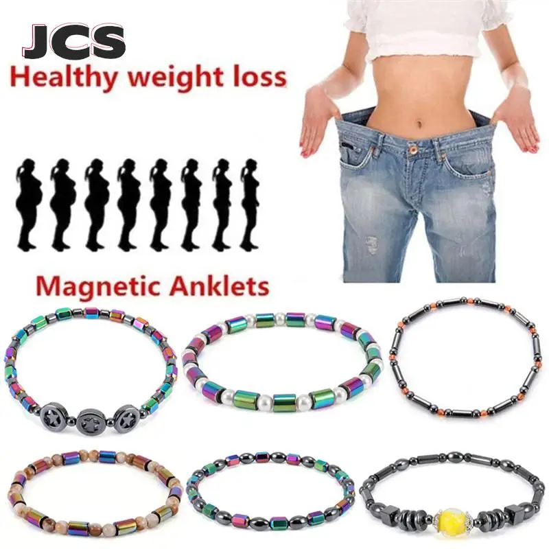 

Weight Loss Slimming Anklet Bracelet Magnetic Therapy Colorful Gallstone Hematite Chain Stimulating Acupoints Slim Fat Bracelet