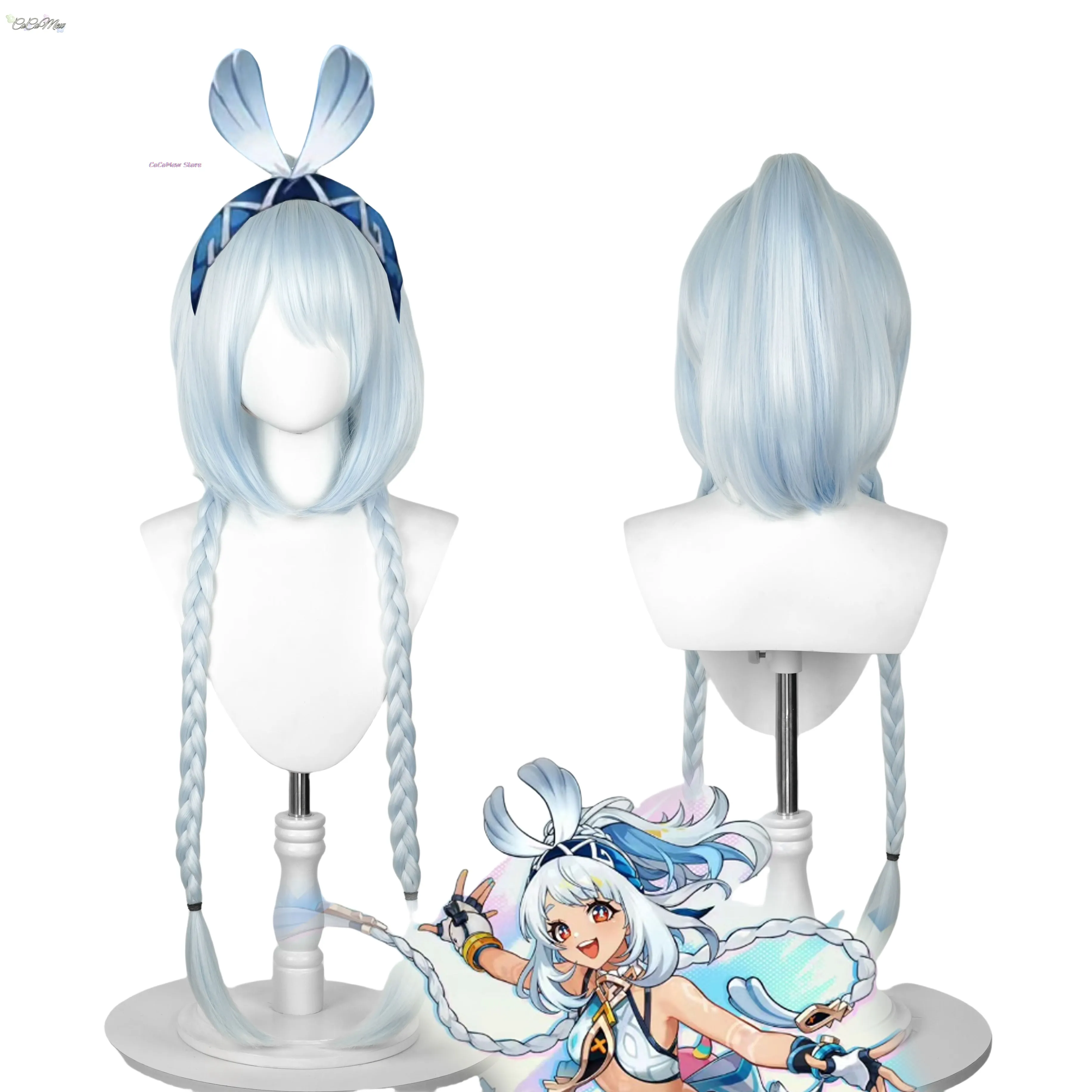 Muinaa Косплей Аниме Genshin Impact Костюм на Хэллоуин Синий парик Костюмы для взрослых