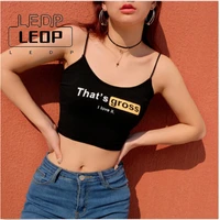 ledp summer sleeveless black cropped top t shirt slim basic top sexy fashion letter print comfortable women camisole women
