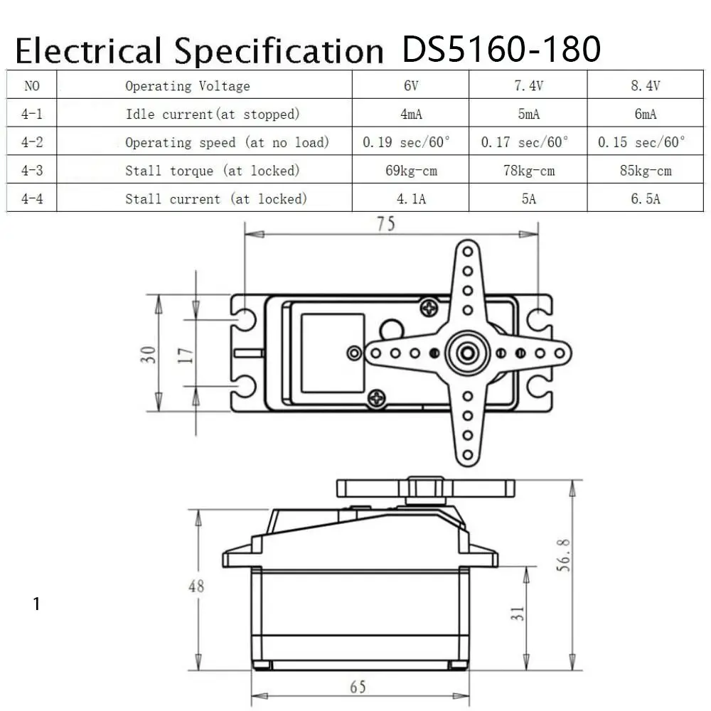 DS5160 DS5180 цифровой сервопривод 60 кг 80 8 4 в высоковольтный водонепроницаемый для 1:5