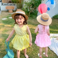 rinilucia kids dresses for girl summer children clothes girl solid princess dress 1 7 year toddler sleeveless cotton dress