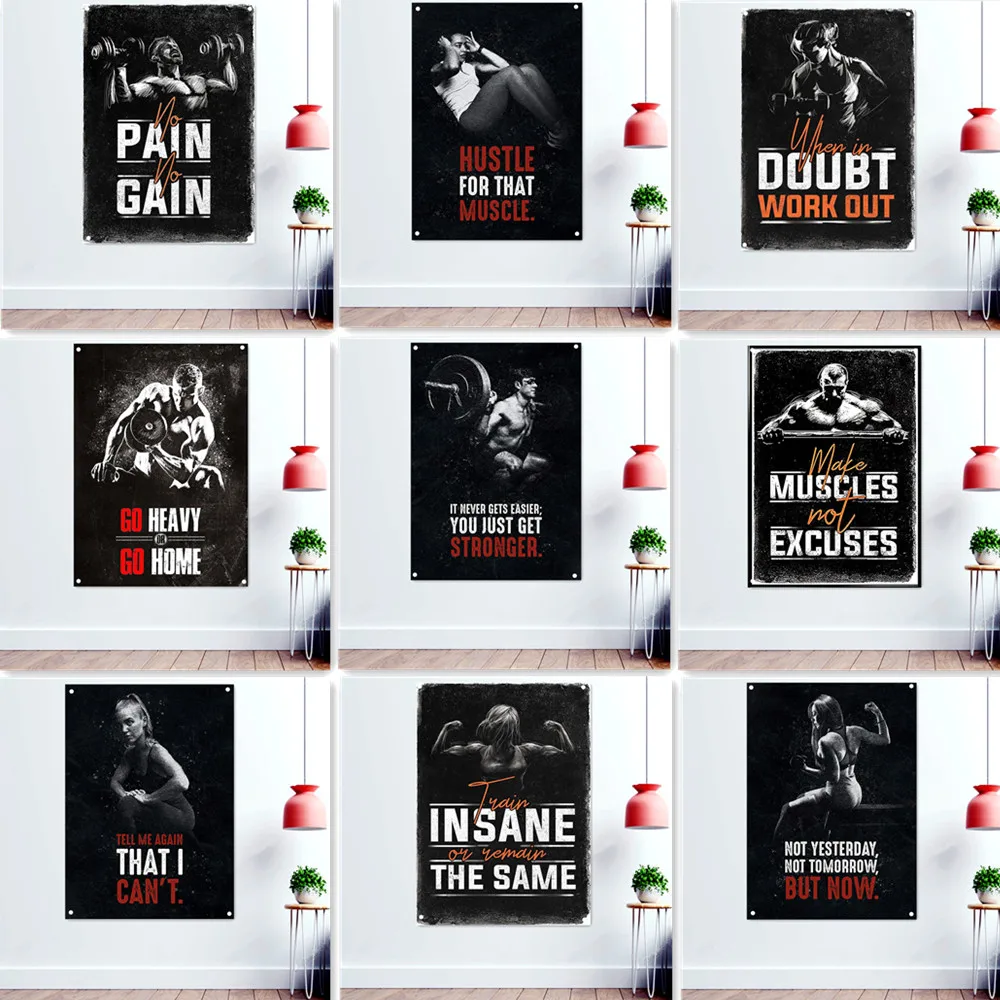 

Bodybuilding Workout Poster Tapestry Wall Painting Hanging Flag Success Inspirational Banner Wall Chart Gym Home Decor Sticker