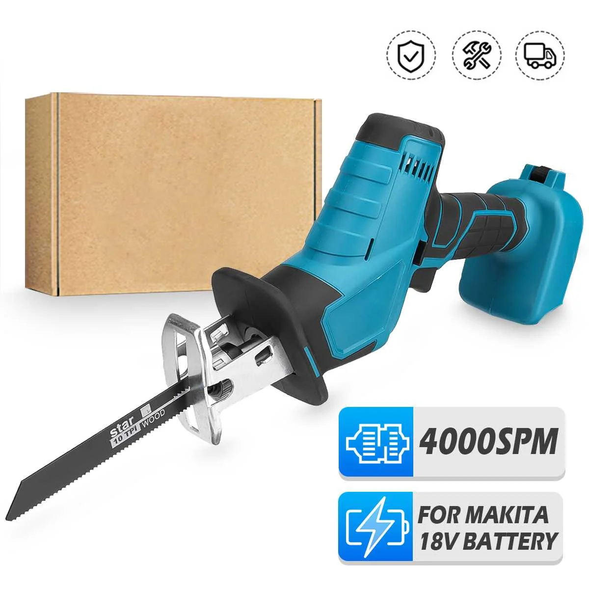 

18V Electric Cordless Reciprocating Saw Only 4pc Blade and Saw Without Battery Matal Wood Cutter Tool for Makita 18V Battery