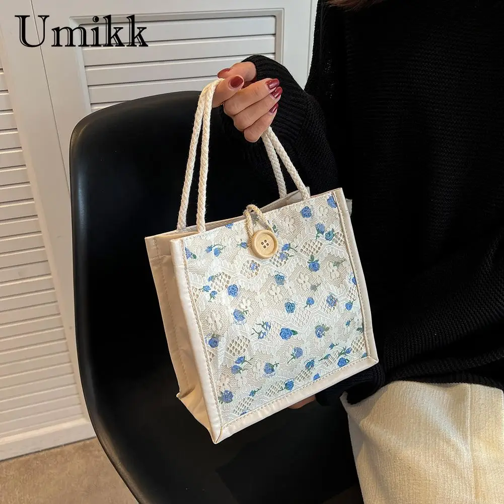 

Women Flower Printed Tote Bag Stylish Girl Student Fashion Handbag Large Capacity Outdoor Casual Shopping Pouch