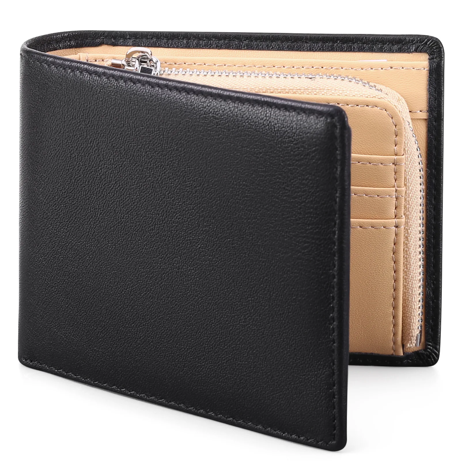 Men Genuine Cow Leather Purses Cowhide Mini Wallets Quality Coin Pocket RFID Blocking Small Card Holder