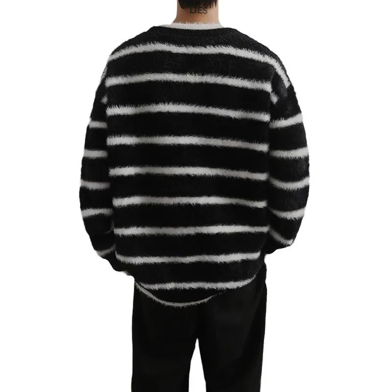 Осенне-зимний полосатый свитер в стиле Idle мужской японский винтажный