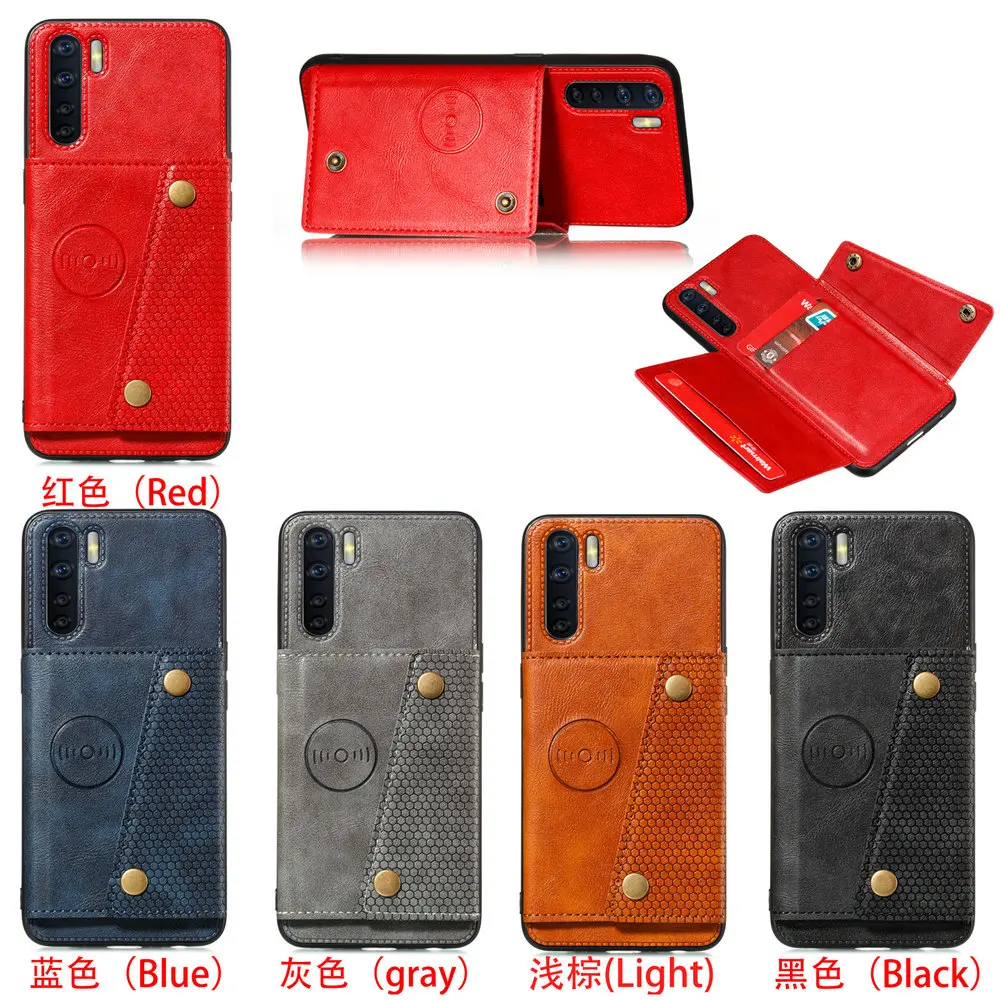 Shockproof Case Leather Back Cover for OPPO A17 A54 Card Shell Oppo A74 5G A 94 91 A53S A 74 54 A72 A52 A91 17 k Flip Case Funda
