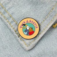 bertie and tuca two parrots pin custom funny brooches shirt lapel bag cute badge cartoon jewelry gift for lover girl friends