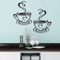 diy black coffee cup wall waterproof stickers self adhesive dining cafe home room restaurant kitchen tea cups vinyl wall decals