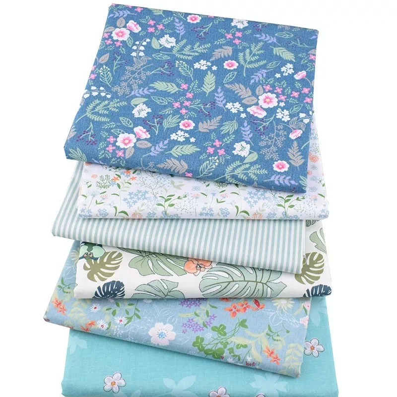 

6 Pieces/Set For Household Cotton Nice Gift Patchwork Cloth 25x25cm/25x20cm Multi Purpose DIY Sewing Craft Blue flower