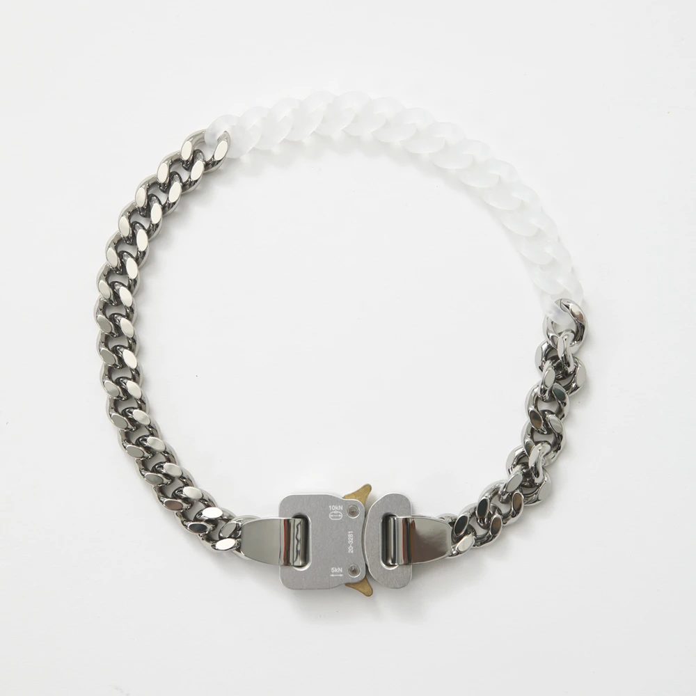 

Hip Hop Punk Transparent Metal Stitching Lock Necklace Personalized Metal Buckle Necklace For Women Girl Men Party Jewelry