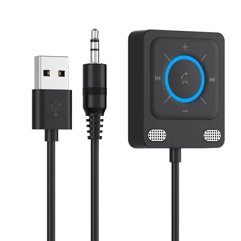 Фото B03B-Беспроводной автомобильный адаптер Bluetooth 6.0 с двумя микрофонами, USB-адаптер AUX 3,5 мм, Bluetooth-приемник №3