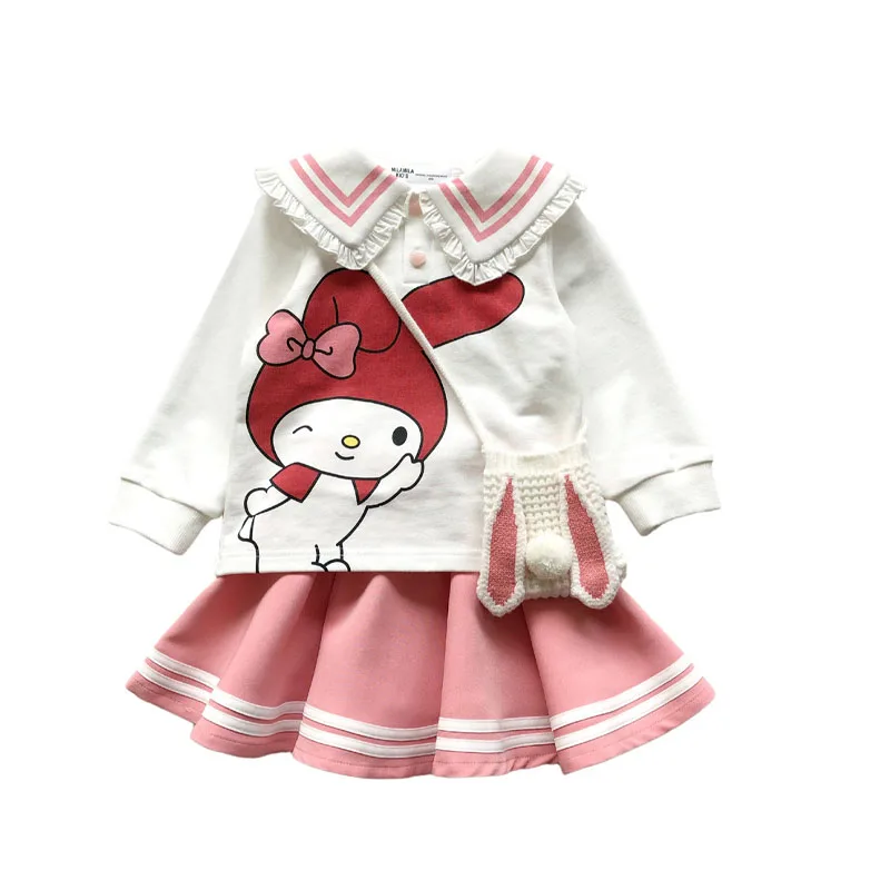 

2022 Sanrioes Anime My Melody Cartoon Toddler Girl Clothes Set Long Sleeves Dress Children's Clothing Kids Princess Dresses Gift