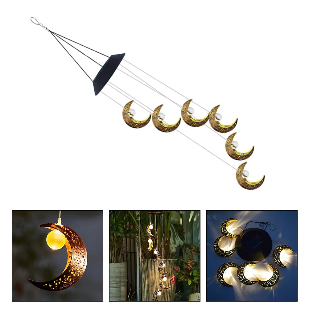 

Solar Wind Chime Hollow Moon Hanging Pendant Light Outdoor Garden Decoration