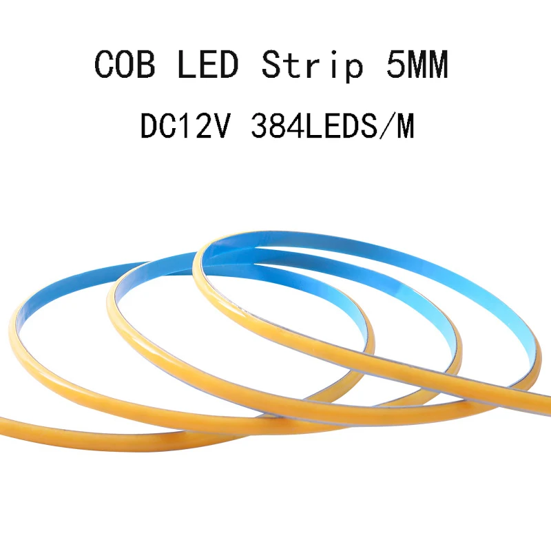 

5mm Thin 12V COB Led Strip FCOB RA90 Soft 0.5M 1M 2M 3M 4M 5M 384LEDs/M IP67 Waterproof Flexible LED Strip Light Bar Tape Diode