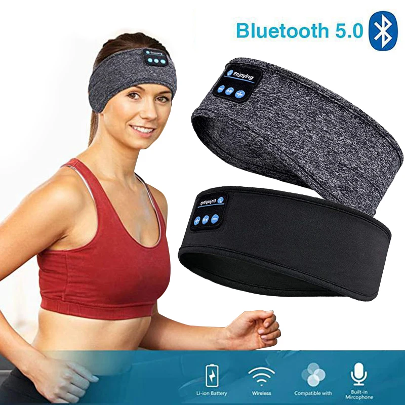 Фото Bluetooth наушники для сна Беспроводная музыкальная спортивная повязка на голову для наушников тонкая мягкая эластичная моющаяся маска для гла... №2