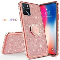 ring holder silicone case for oppo a52 a53s a72 a92 a1k a3s a5s diamond glitter cover oppo a16 s a54s a31 a9 2020 a91 a83 coque
