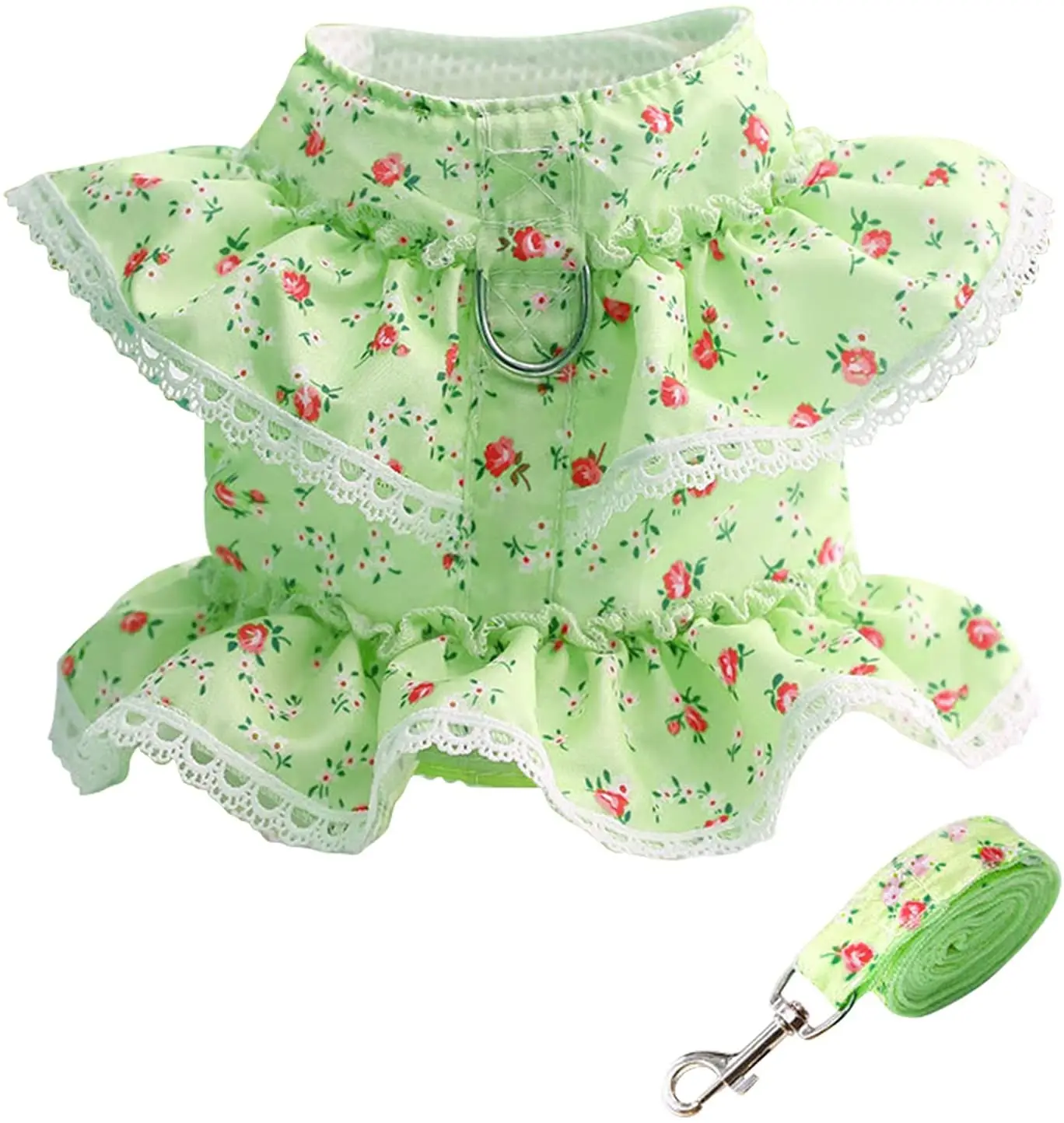 

ATUBAN 2 Piece Pet Lace Spring Summer, Cute Puppy Harness Leash Set Tank Top, Doggy Lace Princess Costume for Outdoor