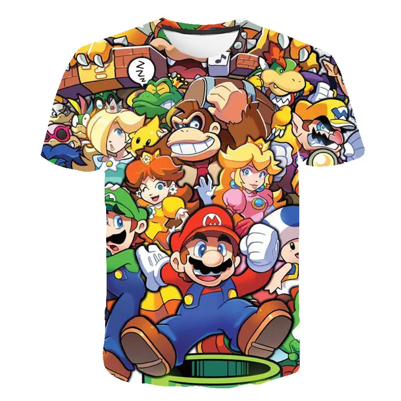 Mario Bros T-shirt Kids Short Sleeve Fashion Hip Hop Boy Clothes Girls Cotton Short Sleeve Children's Casual children Summer