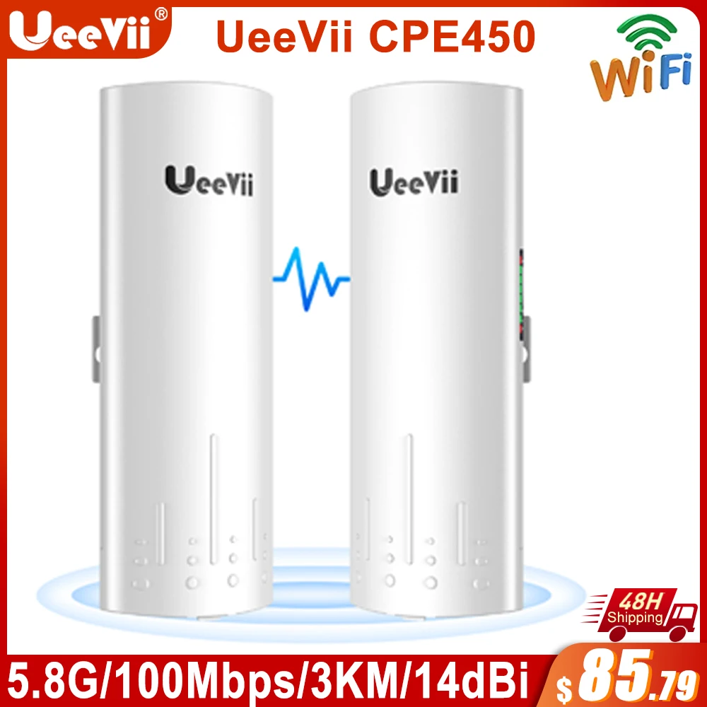 UeeVii CPE450 Wireless Bridge Router Outdoor 5.8Ghz 300Mbps 3KM Wireless Repeater/Wifi Signal Amplifier Wifi Extender for Camera