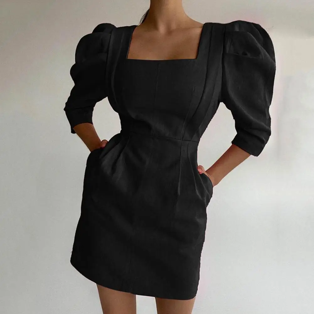 

Модное короткое платье с высокой талией, мягкое мини-платье, однотонное облегающее Клубное короткое платье