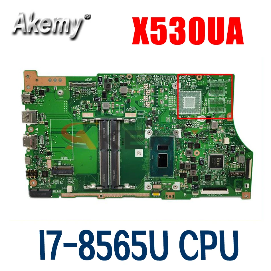 

X530UA notebook mainboard For ASUS VivoBook S15 S530U S530UA X530U X530UA X530UN laptop motherboard W/ I7-8565U CPU test 100% ok