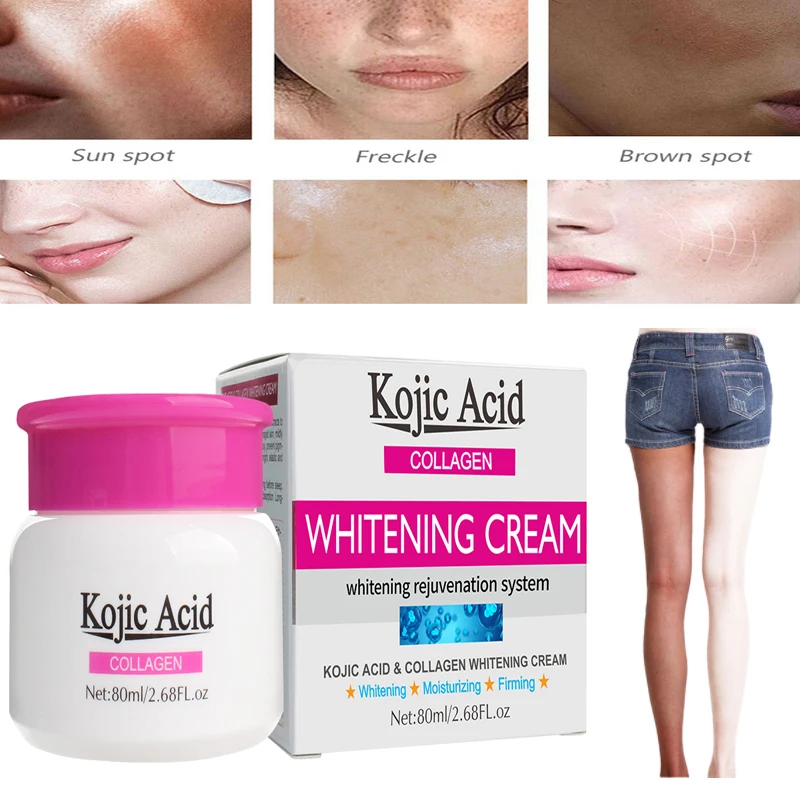 

80ML Kojic Acid Collagen Whitening Cream Face Skin Care Remove Dark Spots Lighten Brighten Moisturizing Firming Lotion Cosmetics