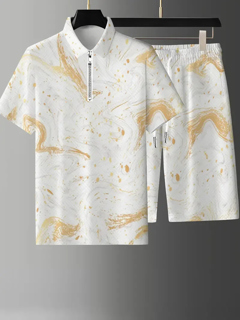 Комплект поло на молнии для мужчин и женщин рубашка-поло с 3D принтом шорты модная