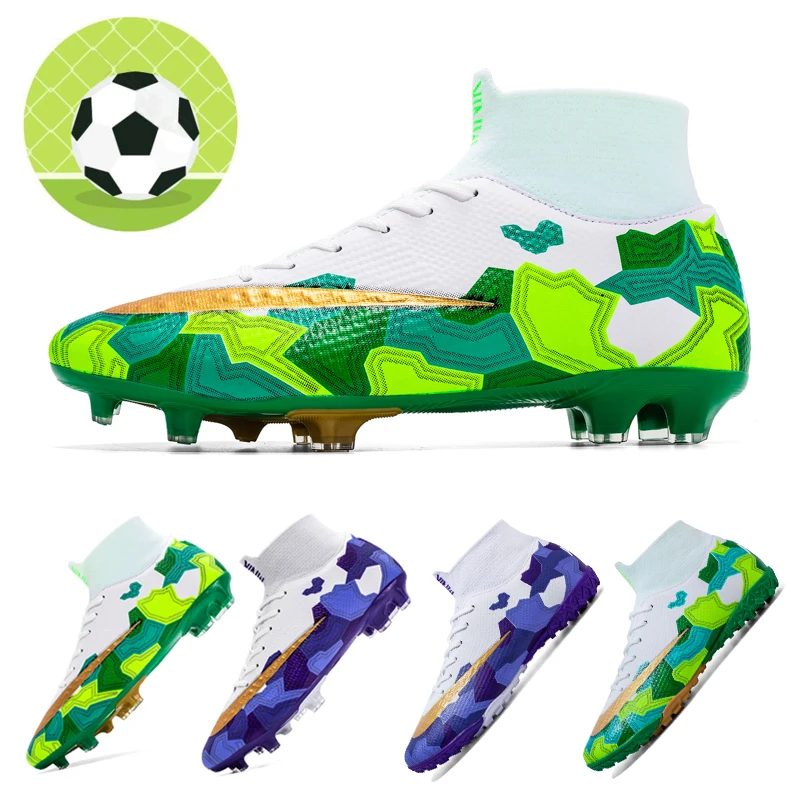 

Fashion spiked non-slip football shoes Men's competitive sports shoes High-top ankle football shoes Junior training shoes