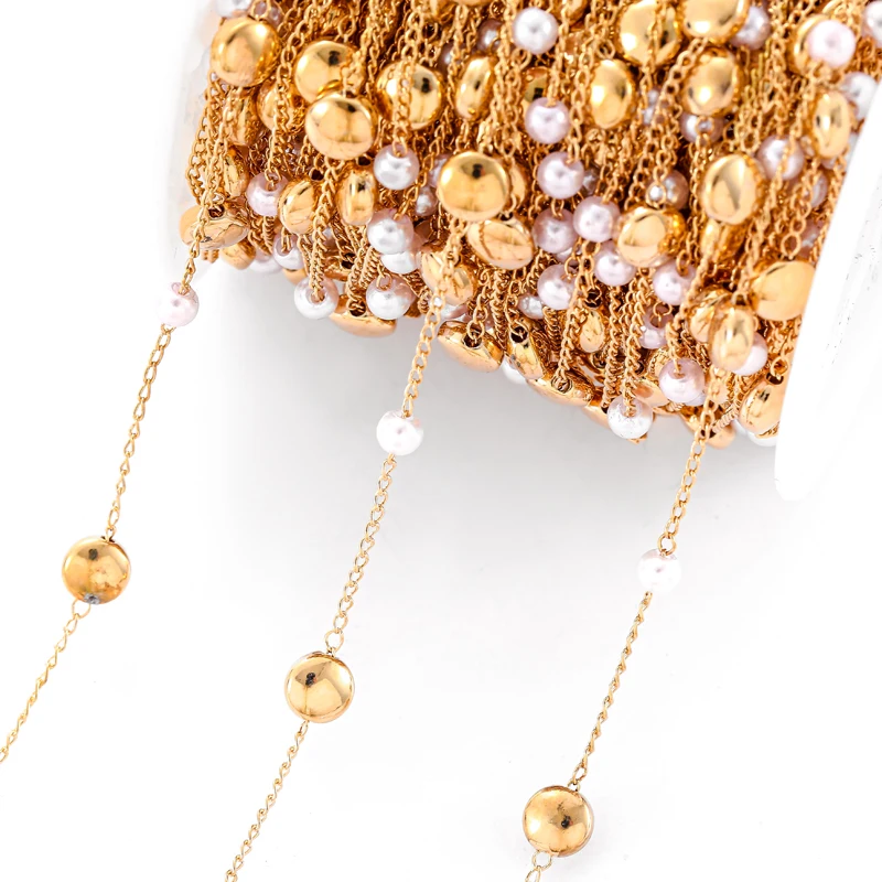 Жемчужная цепочка 1 метр 4 мм 6 CCB сплющенный круг сердце звезда бисер медная для