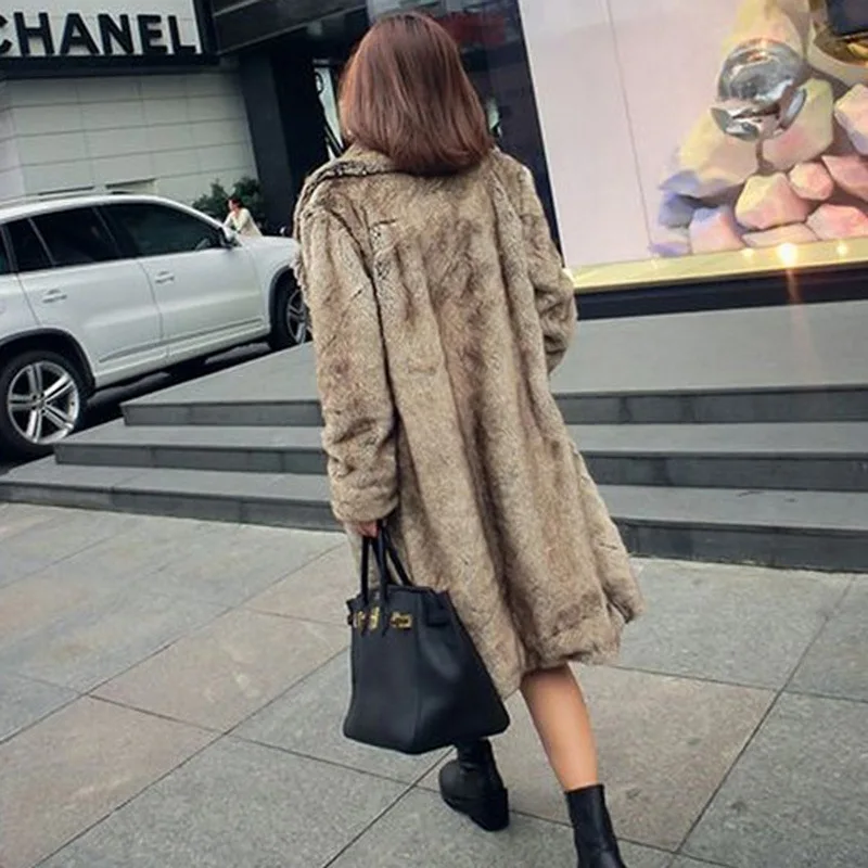 Fur Coat Women Autumn and Winter Fashion Warm Faux Fur Long-Cut Coat Women Winter Coat Women