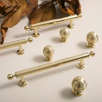 bright gold solid brass cabinet knobs round ball cupboard handle furniture hardware light luxury drawer pull kitchen accessories