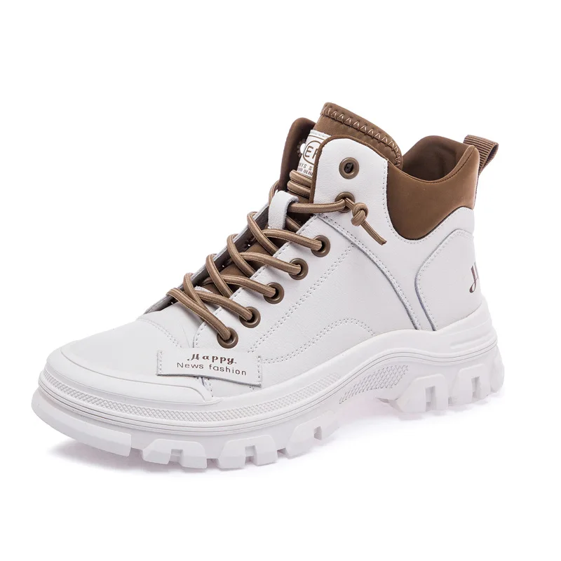 

Casual Sneakers Women Suede Leather Round Toe Lace-Free High Top Ladies Retro Fashion Flat Shoes Handmade Platform Shoes