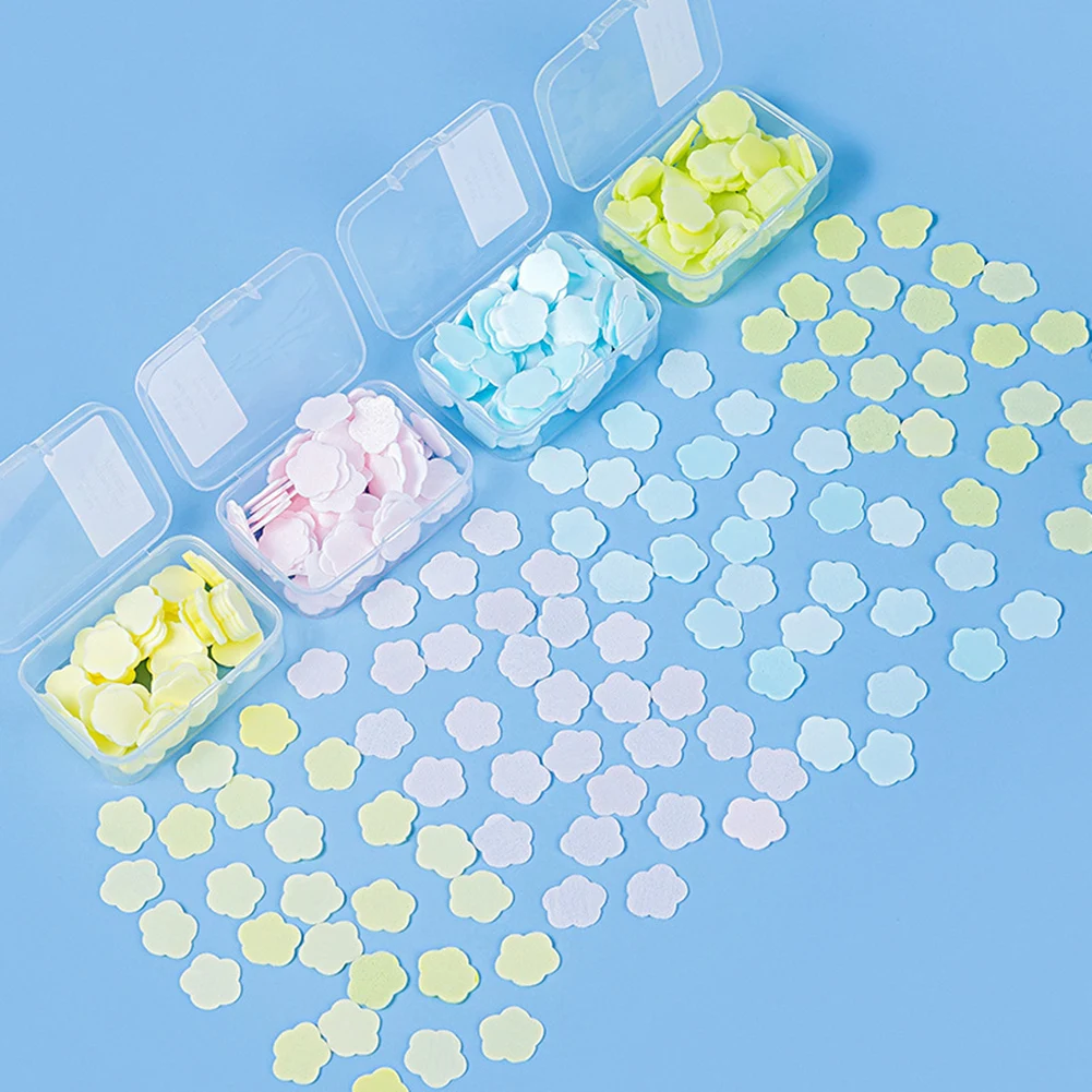 

1Box Of Portable Soap Paper Disposable Carrying Travel Mini Petal Soap Tablet Box