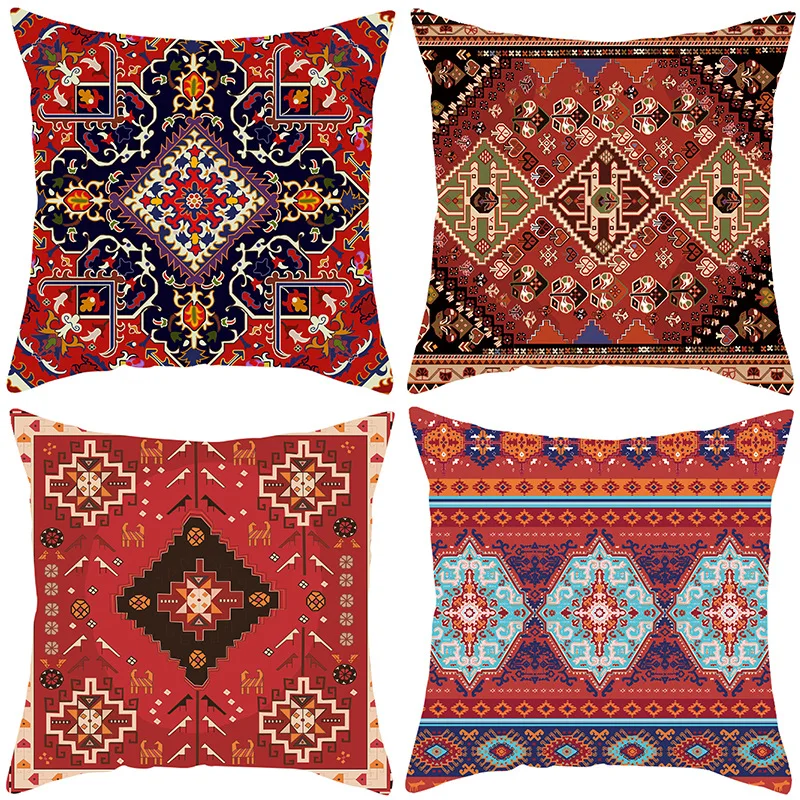 

Ethnic Style Decorating Pillow Covers 18x18 inches Set of 4 for Home Decor Persian Carpet Patterns Throw Pillow Cushion Cases