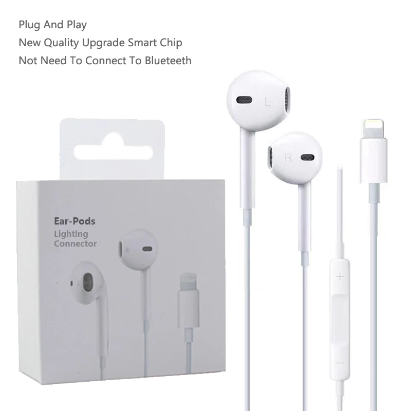 

Original Headphones For IPhone 12 11 Pro 13 X XS Max XR 7 8 Plus Earbuds Stereo Wired Earphones In Ear Music Headsets With Mic