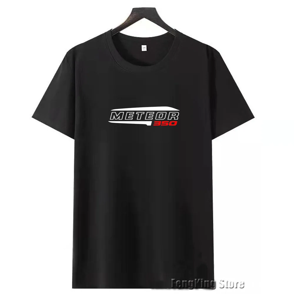 

For Enfield Meteor 350 Meteor 350 New Combed Cotton Short Sleeve T-shirt Men's Round Neck Printed Logo T-shirt