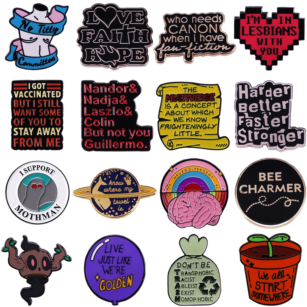 

Quotations Briefcase Badges With Anime Accessories for Jewelry Lapel Pins Brooches Manga Gift Backpack Badge Enamel Pin