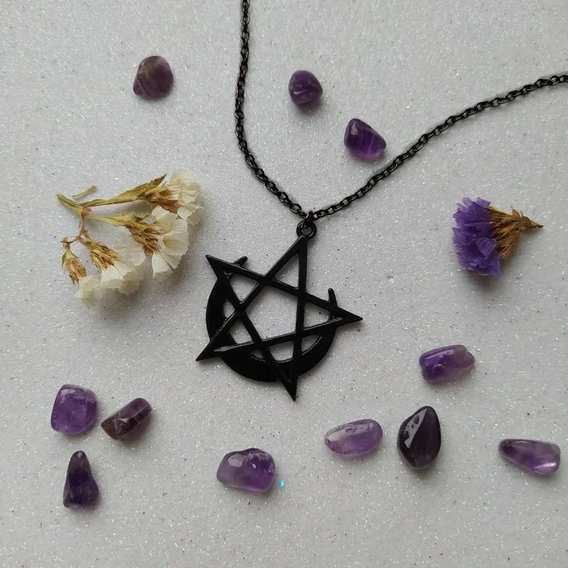 

Gothic Pentacle Charm Necklace Women Man Fashion Witchcraft Jewelry Accessories Moon Pentacle Pendant Goth Choker Trendy 2023
