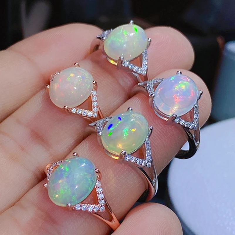 

Natural Opal Ring women's 925 sterling silver simple and exquisite