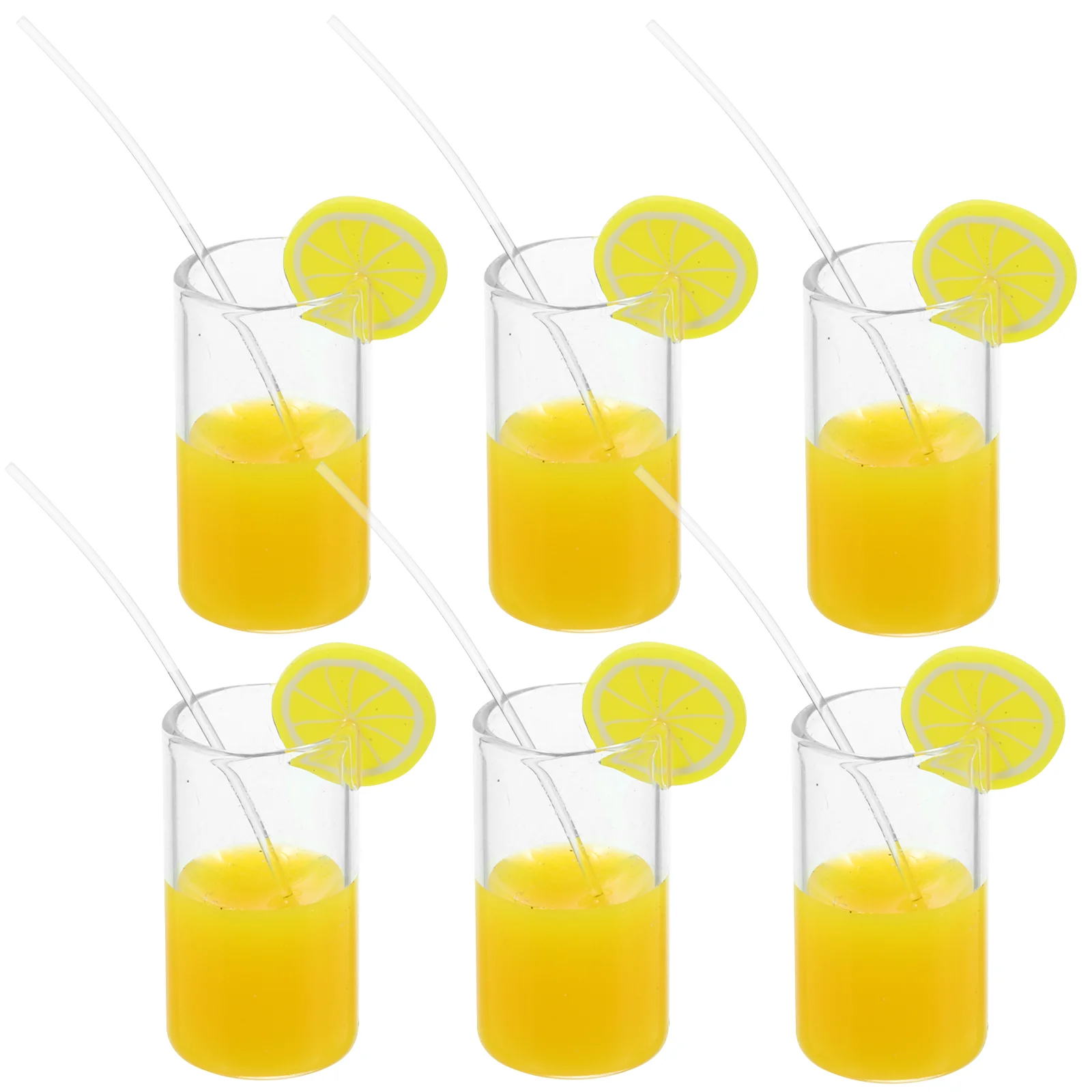 

6 Pcs Lemonade Cups Shiwan Mini House Decor Miniature Beverage Coffee 1.5X0.6CM Tiny Yellow Resin Kids Gift Child