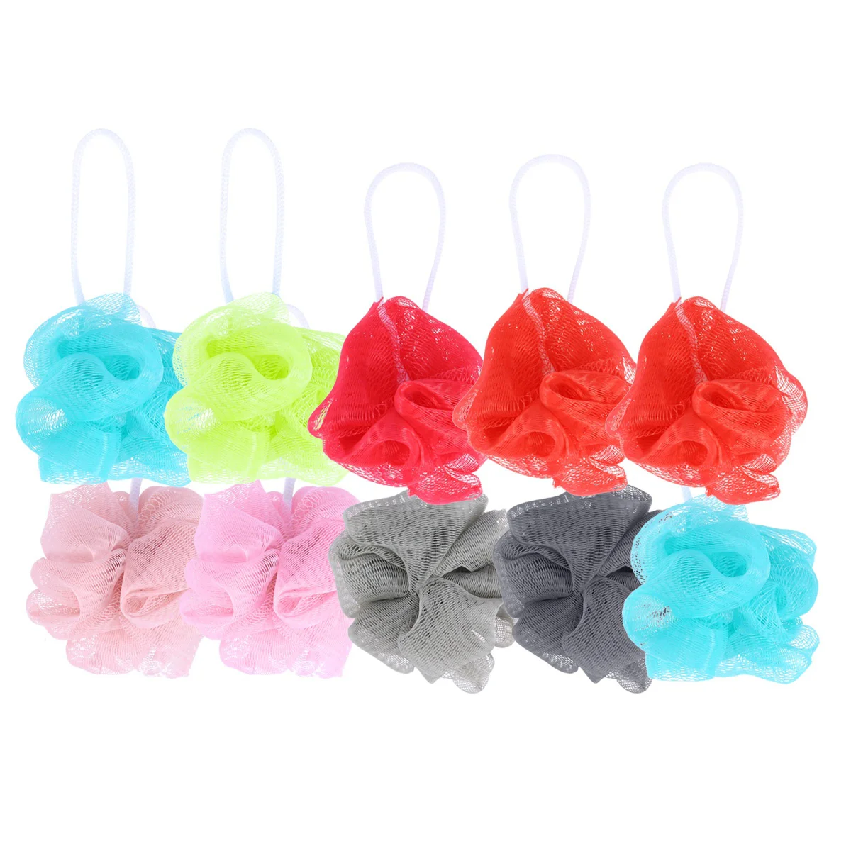

10pcs Bath Shower Loofah Sponge Mesh Pouf Shower Body Scrubber Shower Scrubber Exfoliating Back Scrubber for Elderly Children (