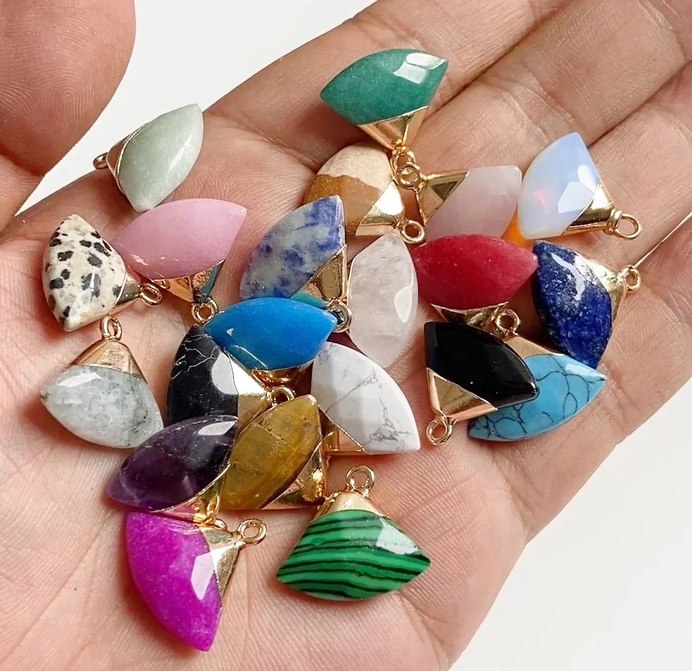 Natural Irregular Sector Shape Pendant Energy Healing Reiki Stone Pendants Crystal Amethysts Gem Pendant for DIY Necklaces
