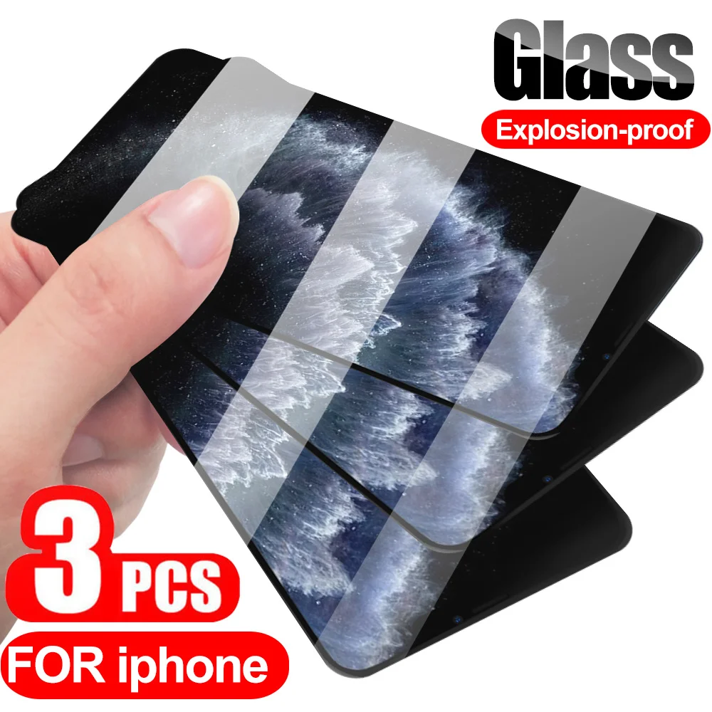 

3pcs Screen Protective x Xr Xs Max Tempered Glass for 8 7 6s 6 11 Pro 12 13 Pro Max Glass on Iphone Protective Film Cover