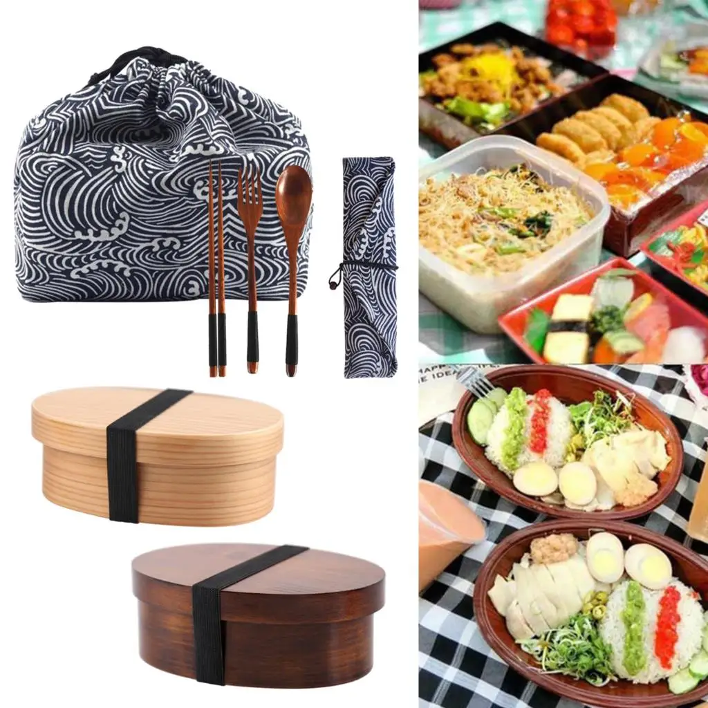 Деревянный семейный Ланч-бокс для детей японский пищевой контейнер пикника