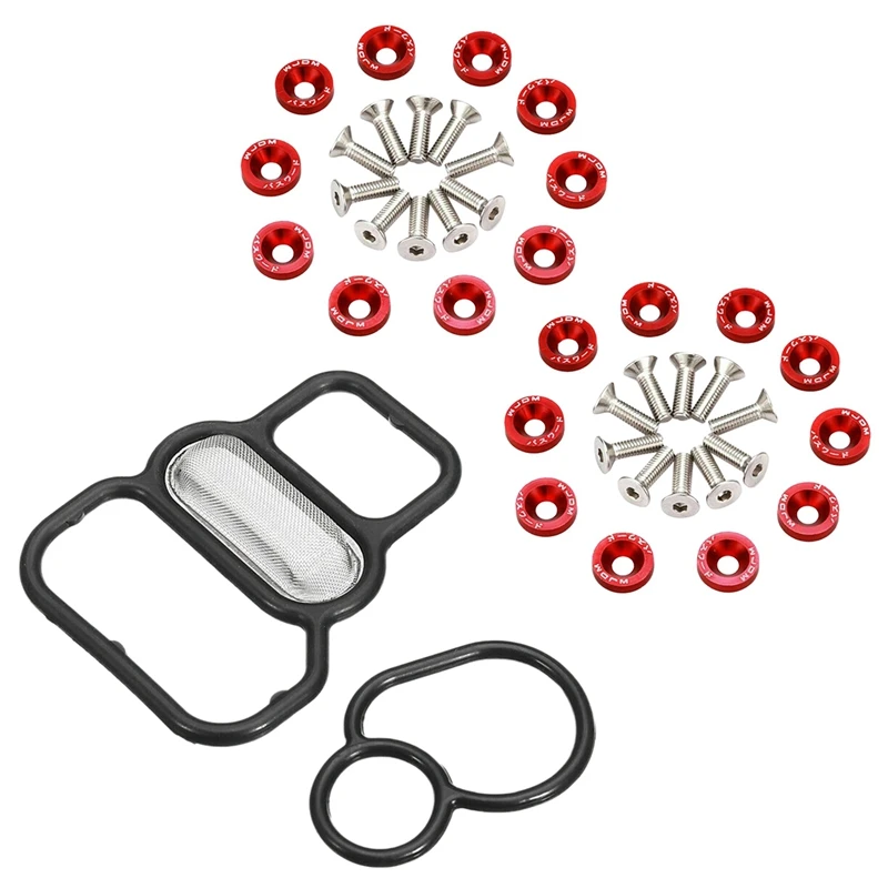 

2 Set Car Accessories: 1 Set 15825-P2M-005 Solenoid Spool Valve Gasket Kit & 1 Set Fender/Bumper Washer