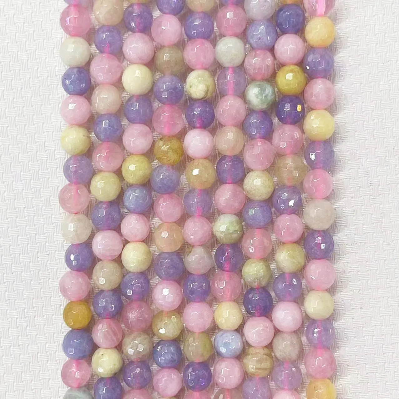 Natural Stone Mix Morganite Color Round Faceted Gem Loose Beads 6MM 8MM 10MM For DIY Necklace Bracelet Fashion Jewelry Making