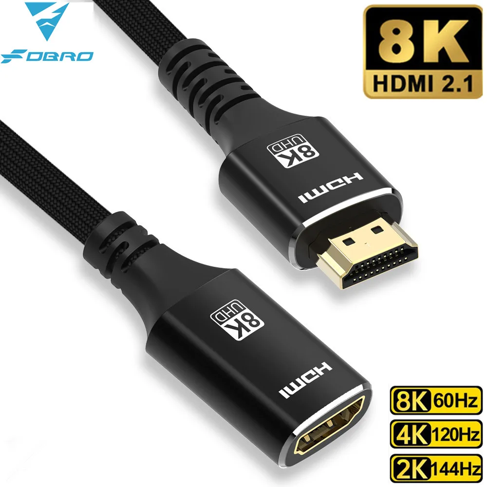 Удлинительный кабель HDMI 2,1 8K HDMI-совместимый кабель-удлинитель «штырь-гнездо» 8K 60 Гц 4K12 0 Гц/144 Гц 48 Гбит/с eARC для адаптера PS5 HDTV